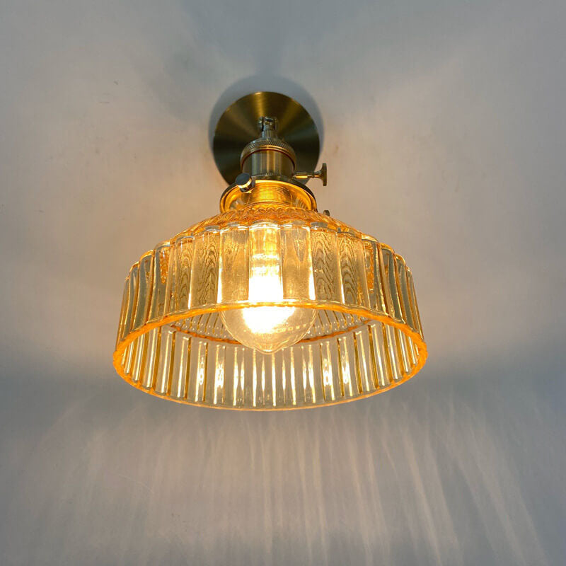 Nordic Dome Glass Shade Brass 1-Light Wall Sconce