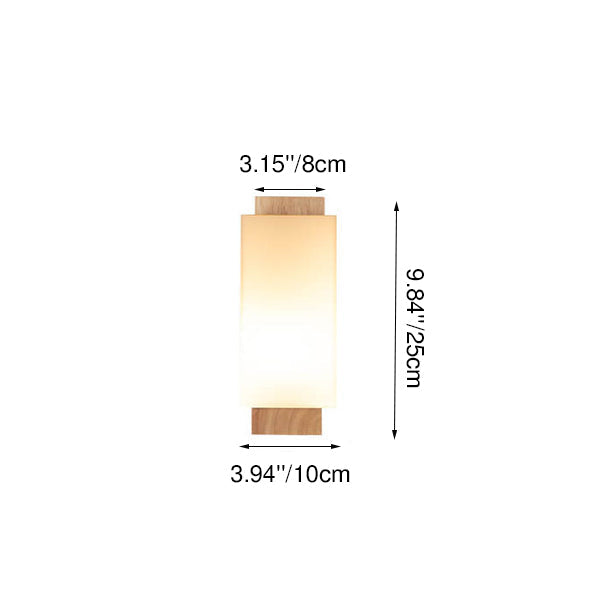 Modern Minimalist Solid Wood Square Glass Column Wall Sconce
