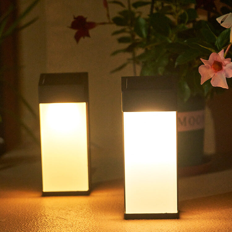 Solar Powered Frosted Glass Square Outdoor Wall Sconce