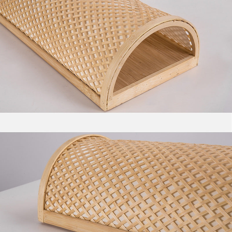 Traditional Japanese Weaving Semicircular Bamboo Wall Sconce