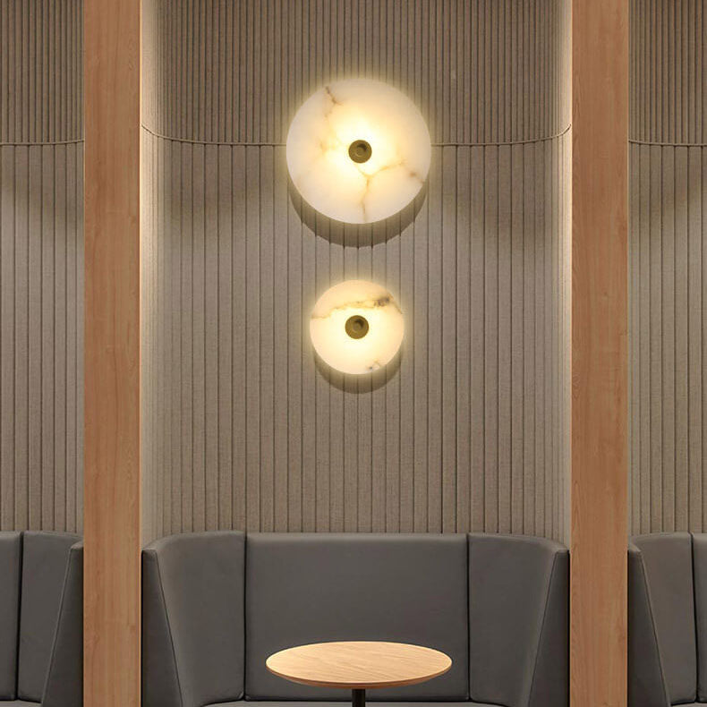 Contemporary Luxury Round Marble Iron LED Wall Sconce