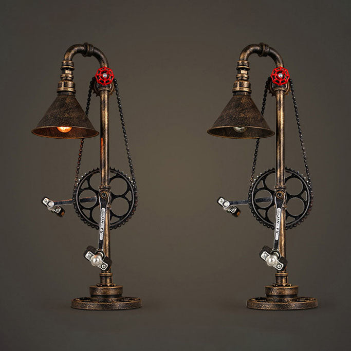 Industrial Iron Gear Plumbing Metal 1-Light Table Lamp