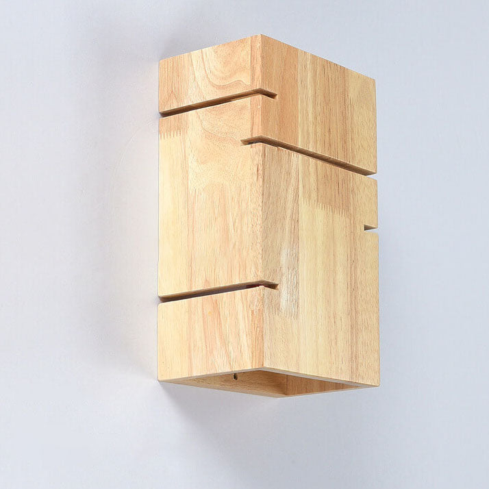 Modern Minimalist Wooden Square 2-Light Wall Sconce