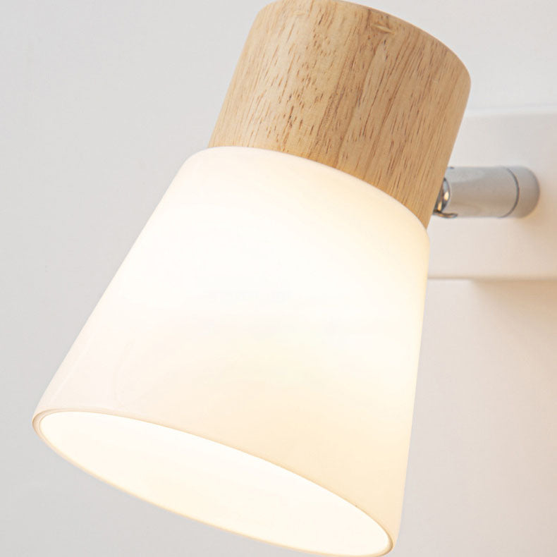 Modern Minimalist Horn Rubber Wood Glass Vanity Wall Sconce