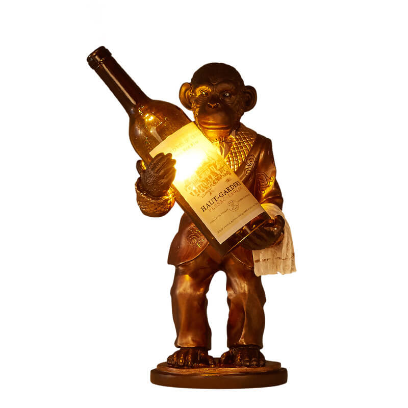 Retro Creative Monkey Resin Wine Bottle 1-Light Table Lamp
