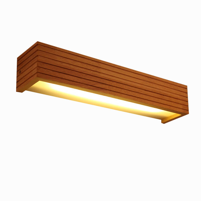 Modern Solid Wood Rectangular Linear LED Vanity Wall Sconce