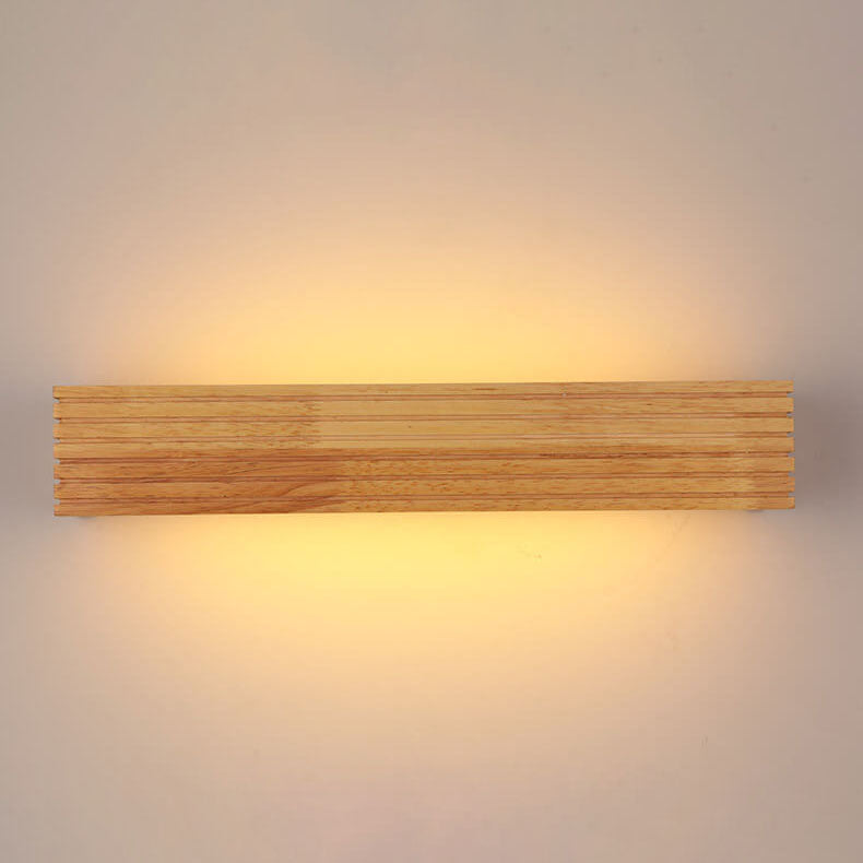Modern Solid Wood Rectangular Linear LED Vanity Wall Sconce