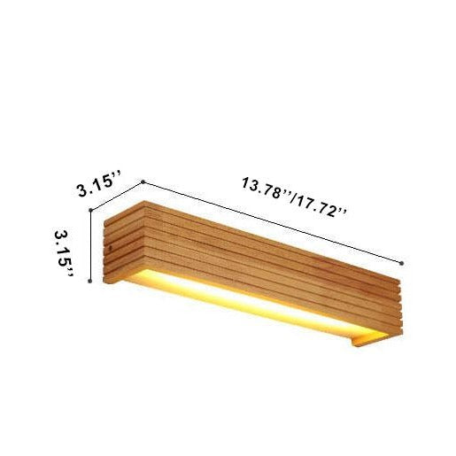 Modern Solid Wood Rectangular Linear LED Vanity Wall Sconce