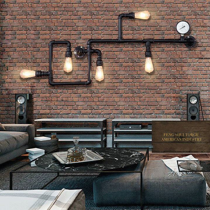 Industrial Maze Pipe 5-Light Wall Sconce