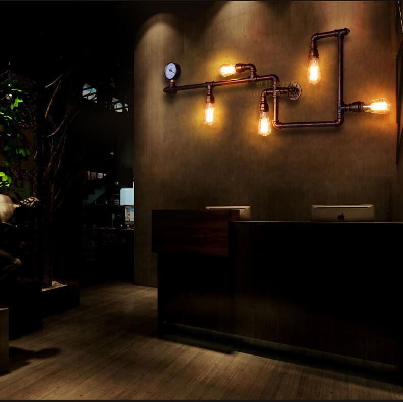 Industrial Maze Pipe 5-Light Wall Sconce