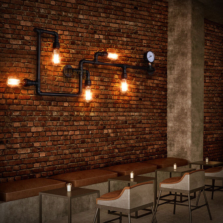Industrial Maze Pipe 5-Light Wall Sconce