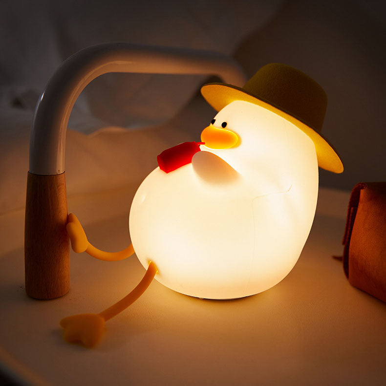 Creative Cartoon Silicone Duck Pat LED Night Table Lamp