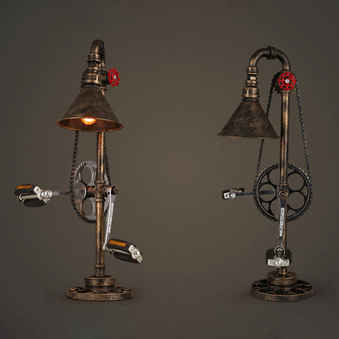 Industrial Iron Gear Plumbing Metal 1-Light Table Lamp