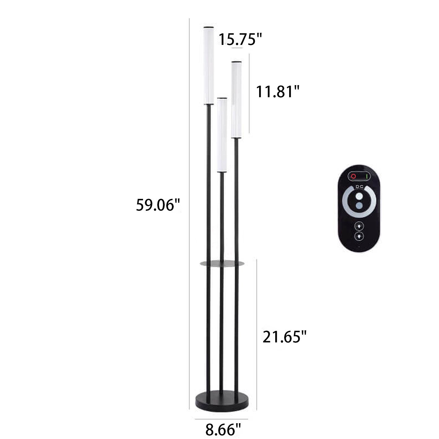 Contemporary Black 3-Light Floor Lamp