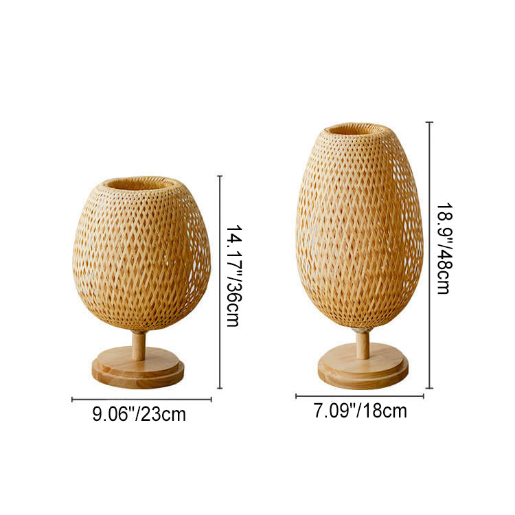 Traditional Chinese Moso Bamboo Wood Iron Weaving Table Lamp