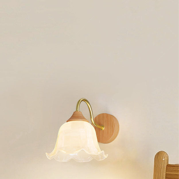 Contemporary Nordic Iron Glass Striped Round Log Wall Sconce