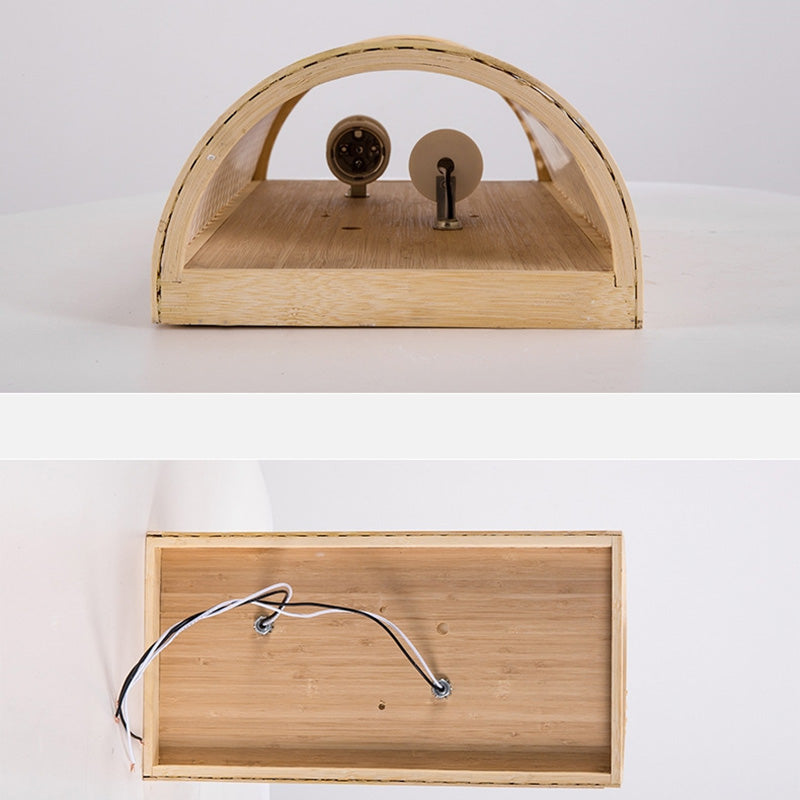 Traditional Japanese Weaving Semicircular Bamboo Wall Sconce