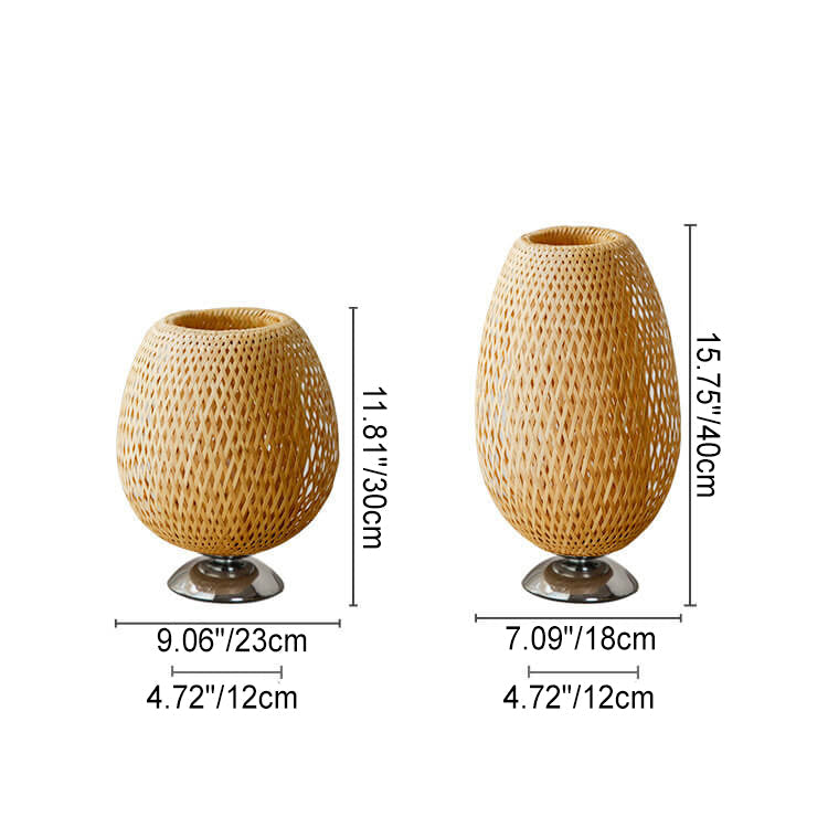 Traditional Chinese Moso Bamboo Wood Iron Weaving Table Lamp