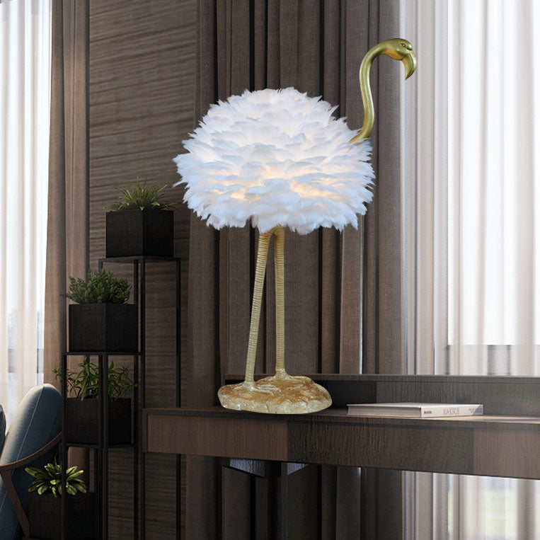 Nordic Goose Feather Metal Flamingo Ball 1-Light Table Lamp