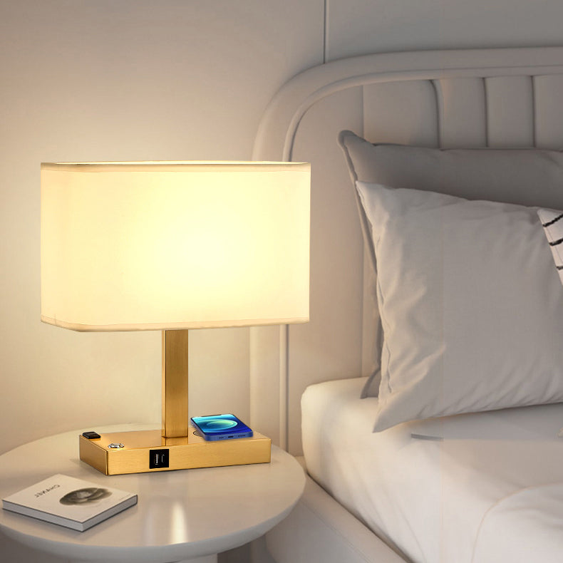 Modern Minimalist Rectangular Cloth Iron 1-Light Table Lamp