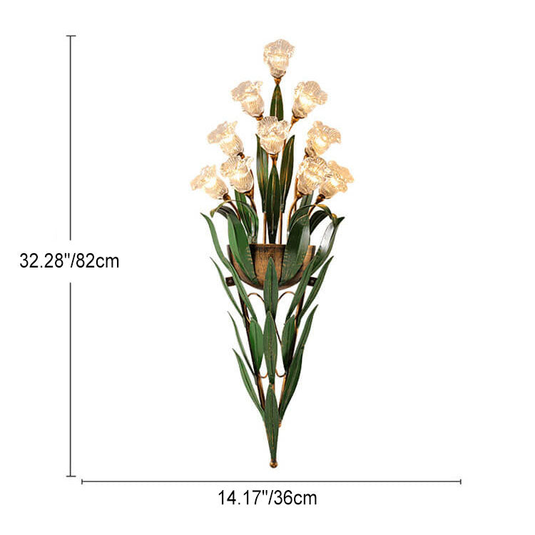 Modern Minimalist Glass Flower 6/10-Light Wall Sconce