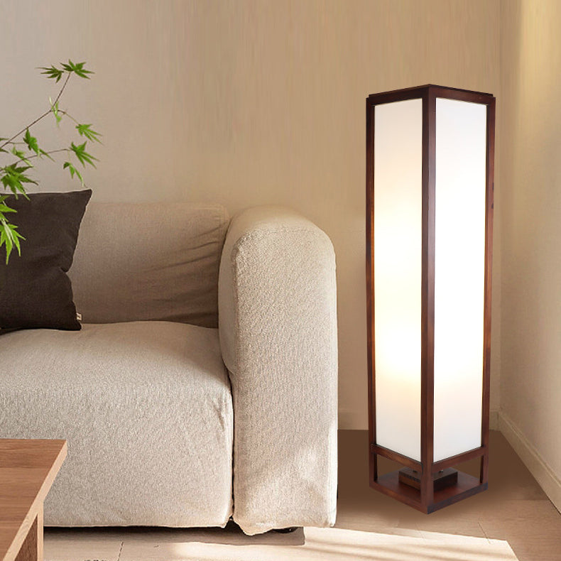 Traditional Chinese Walnut Arc Floor Lamp