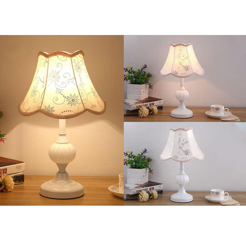 Nordic Vintage Floral Glass & Fabric 1-Light Table Lamp