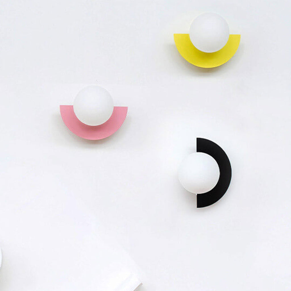 Modern Minimalist Colorful Spherical Glass Wall Sconce