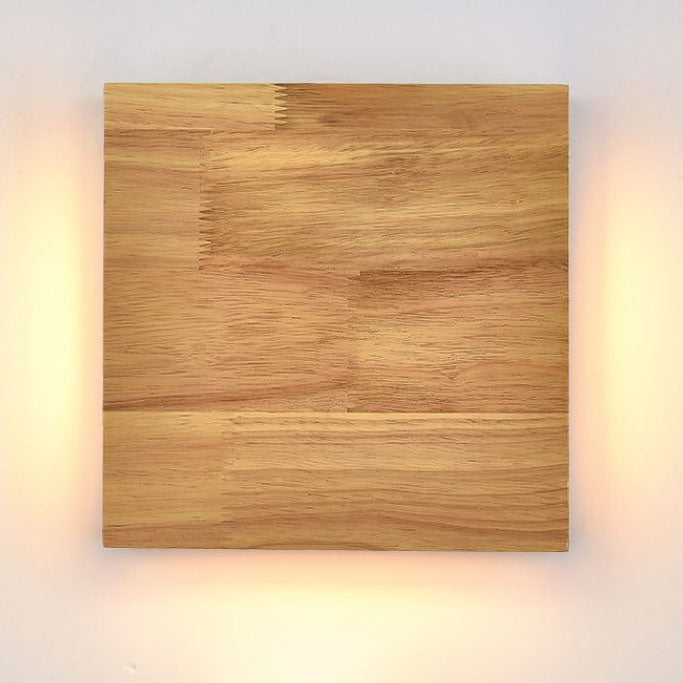 Japanese Wabi-Sabi Log Wood Rectangular LED Wall Sconce