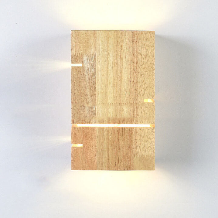 Modern Minimalist Wooden Square 2-Light Wall Sconce