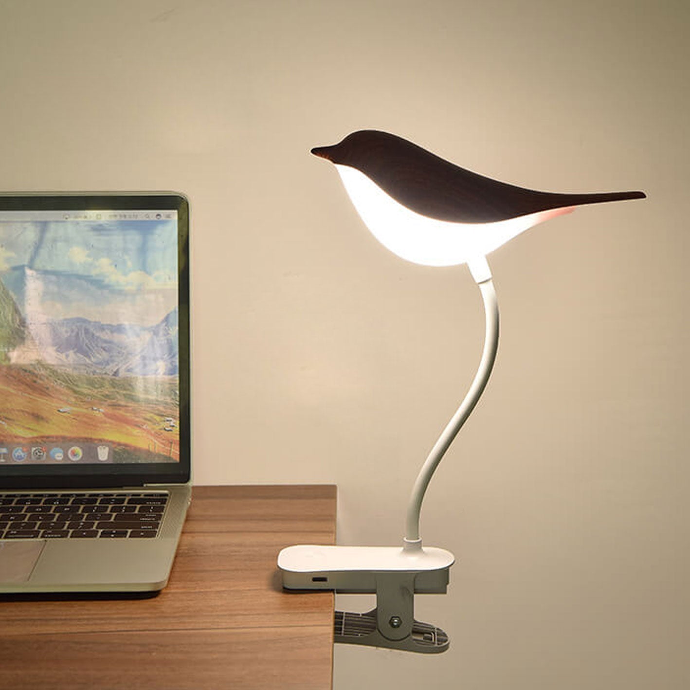Nordic Creative Bird Clip USB Charging LED Night Table Lamp