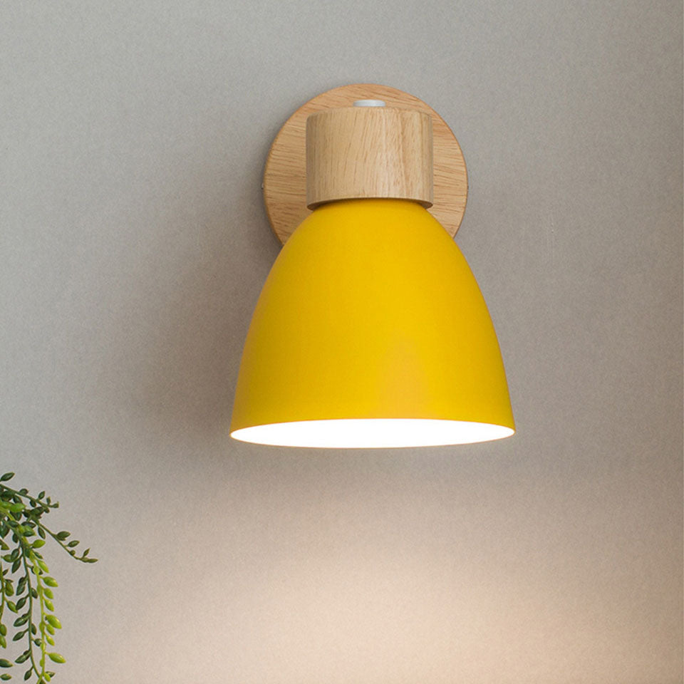 Modern Minimalist Macaron Iron Wood Wall Sconce