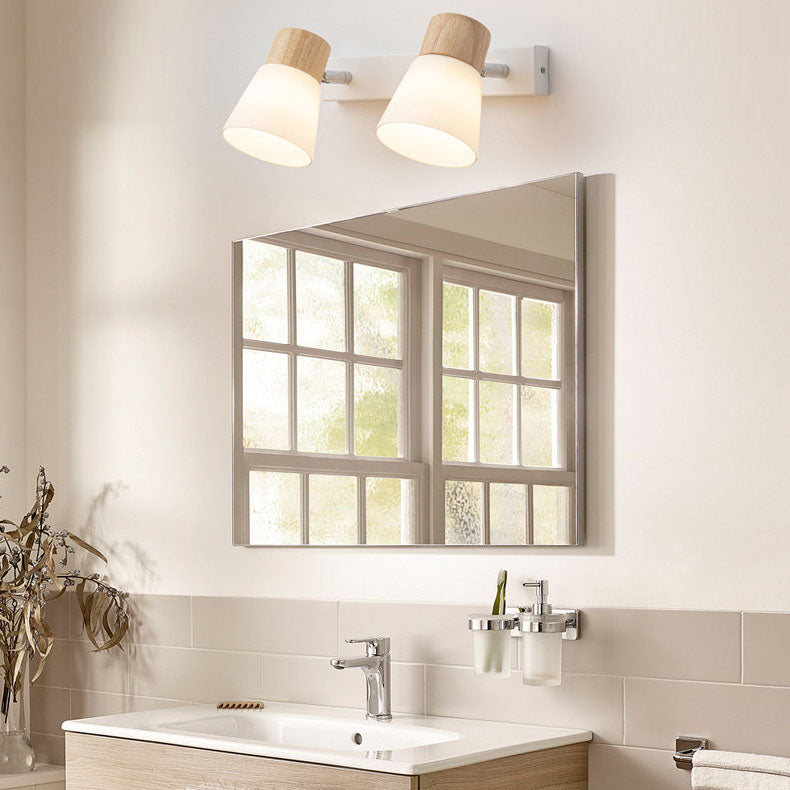 Modern Minimalist Horn Rubber Wood Glass Vanity Wall Sconce