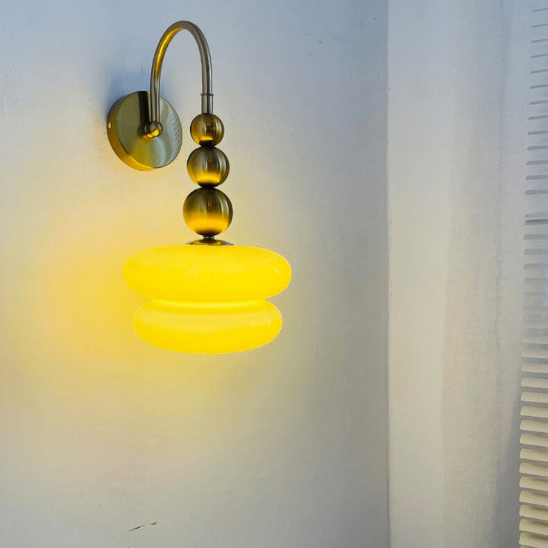 Macaron Cream Gourd Design Glass Shade Wall Sconce