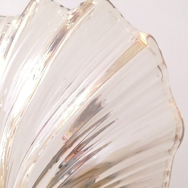 Modern Art Deco Scalloped Shell Amber Glass Wall Sconce