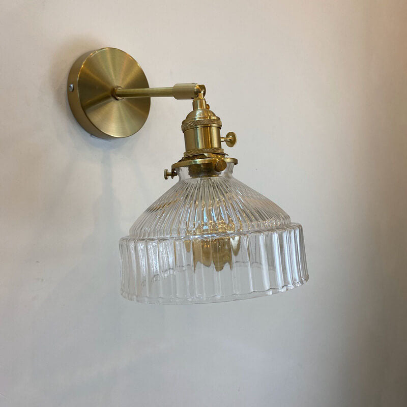 Nordic Dome Glass Shade Brass 1-Light Wall Sconce
