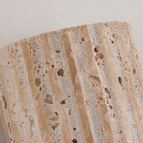 Traditional Japanese Beige Travertine LED Wall Sconce