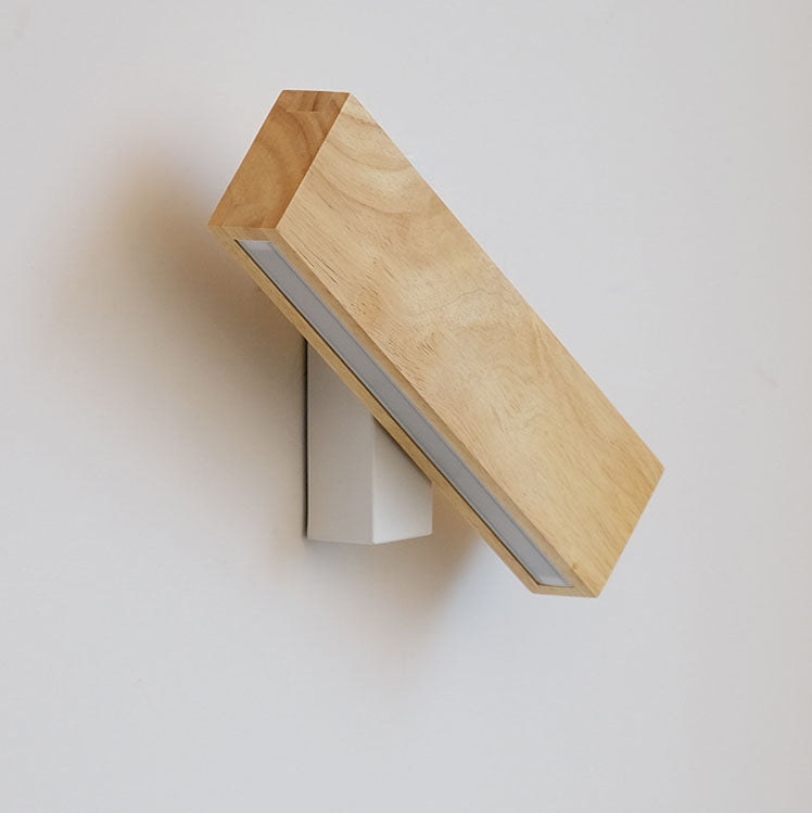 Japanese Minimalist Log Rectangular Flat Wall Sconce