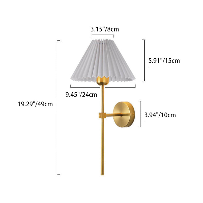 Vintage Pleated Fabric Shade Straight Arm Wall Sconce