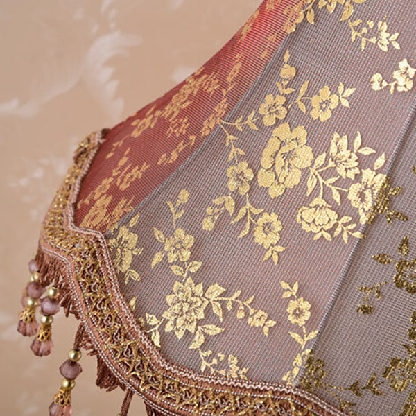 European Vintage Fabric Tassel Resin Court Table Lamp