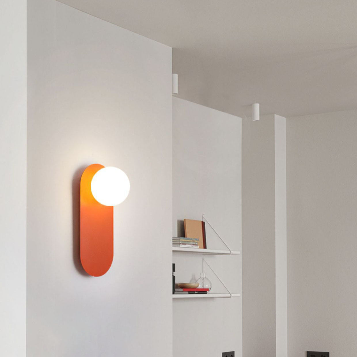Nordic Minimalist Glass Orange Ring Base 1-Light Wall Sconce