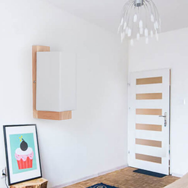 Modern Minimalist Solid Wood Square Glass Column Wall Sconce