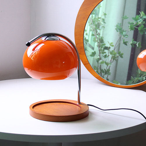 Vintage Glass Dome Solid Wood Base 1-Light Table Lamp
