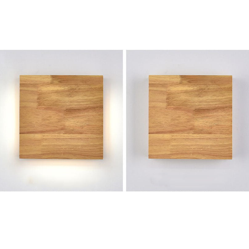 Japanese Wabi-Sabi Log Wood Rectangular LED Wall Sconce