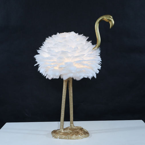 Nordic Goose Feather Metal Flamingo Ball 1-Light Table Lamp