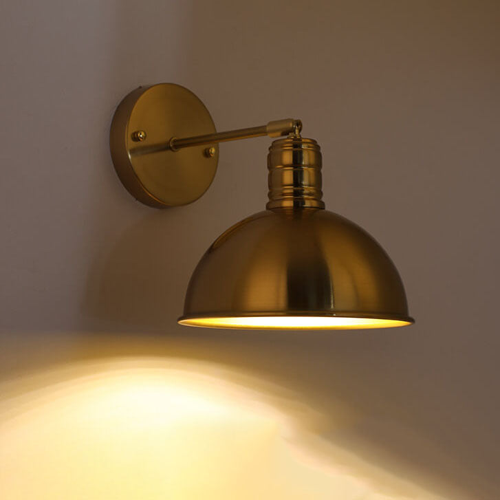 Contemporary Industrial Iron Plated Brass Cone Wall Sconce