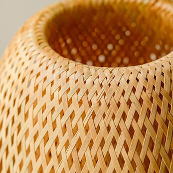 Traditional Chinese Moso Bamboo Wood Iron Weaving Table Lamp