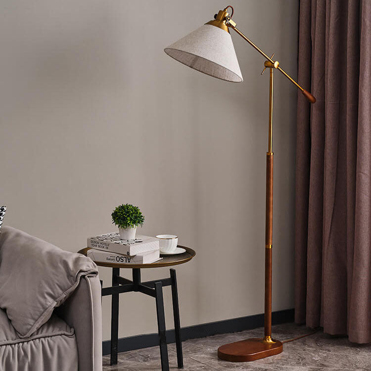Vintage Black Walnut Floor Lamp