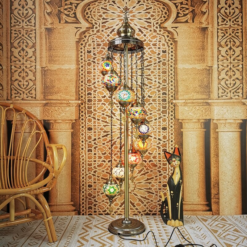 Vintage Multicolor 9-Light Floor Lamp