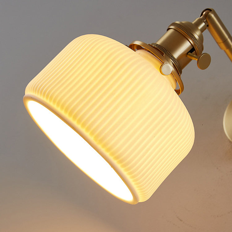 Modern Minimalist Striped Ceramic Jar 1-Light Wall Sconce